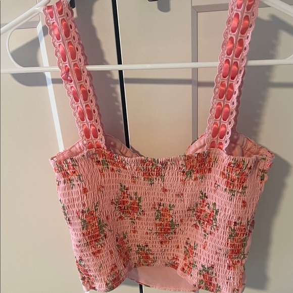 Floral Pink Tank Top with Lace Straps - Picture 4 of 4